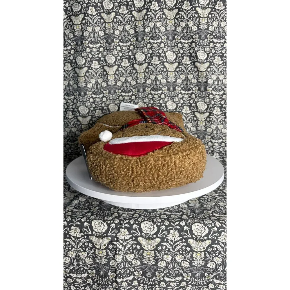 Brooks Brothers Dog Puppy Christmas Holiday Faux Fur Sherpa Throw Pillow New